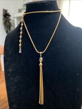 Liz Claiborne Gold Tassel Pendant Necklace